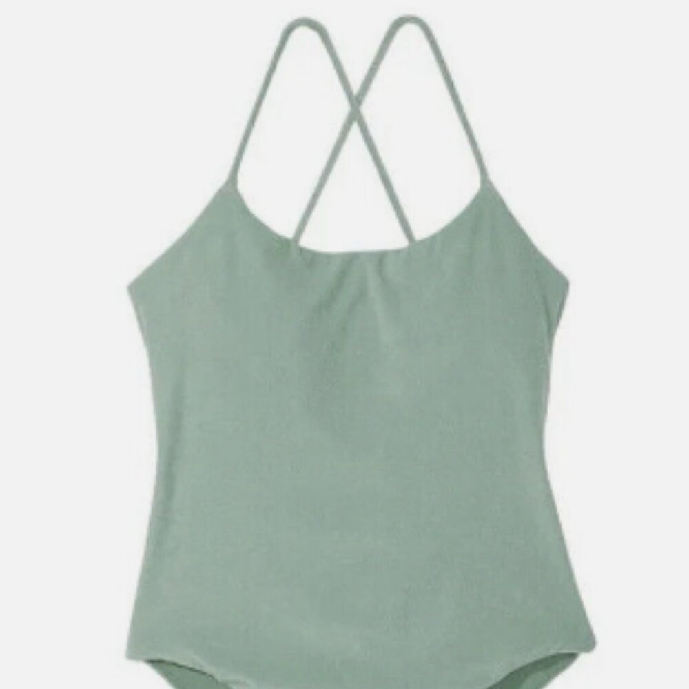 NWT Victoria's Secret Swim Essential Terry Strappy Back Scoop One-Piece XL sage